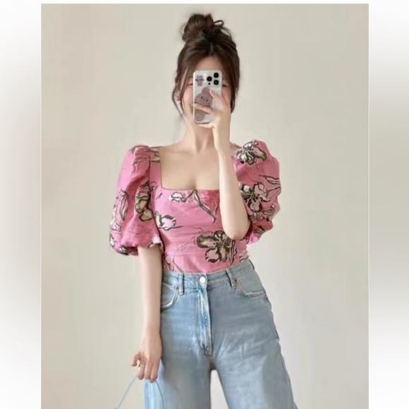 ZARA LINEN BLEND PRINTED TOP - Picture 2 of 7